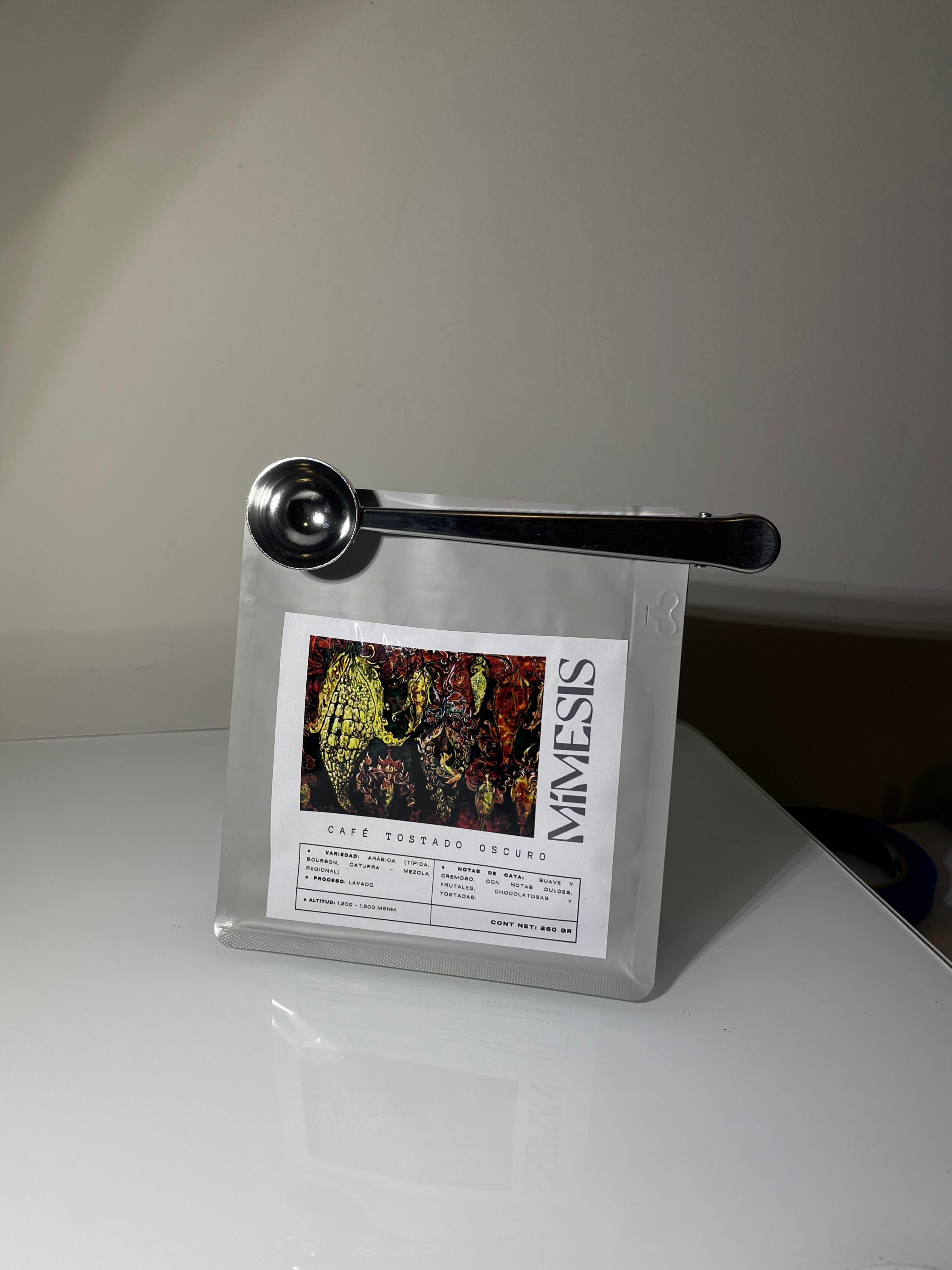 Cuchara medidora con pinza para café